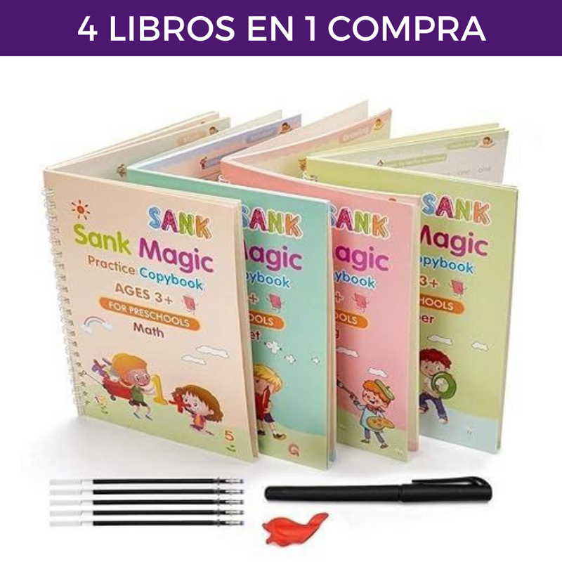 LIBRO MÁGICO CALIGRAFÍA PARA NIÑOS - 4x1